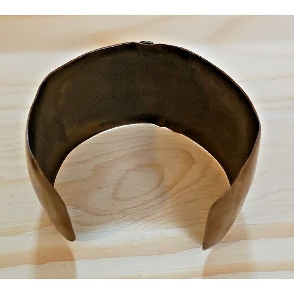 Vintage Handmade Seahorse Cuff Bracelet Copper Brass Abalone Shell Inlay Aztec - Picture 4 of 9